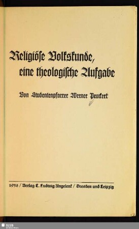 Religiöse Volkskunde, eine theologische Aufgabe