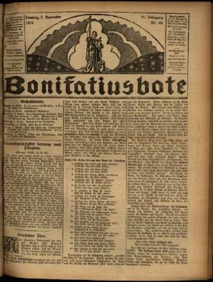 Erste Ausgabe vom Sonntag, den 02. November 1924.