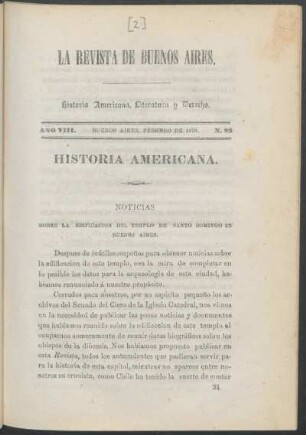 Noticias sobre la edificación del Templo de Santo Domingo en Buenos Aires. : Historia americana.