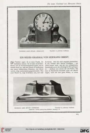 Ein neues Grabmal von Hermann Obrist