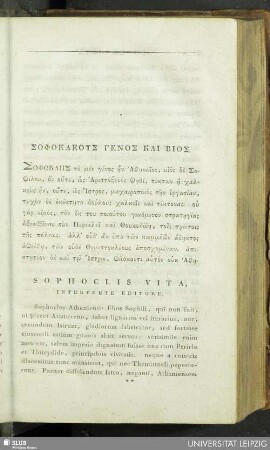 Sophokleoys Genos Kai Bios : Sophoclis Vita, Interprete Editore