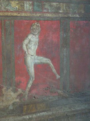 Pompeji - Wandmalerei : Aufgenommen am 21. Juli 2004 in den Ausgrabungsstätten der römischen Siedlung Pompeji