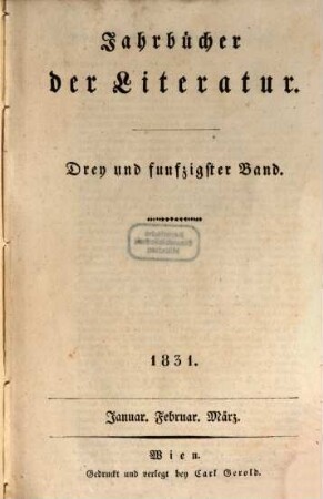 Jahrbücher der Literatur. 53. 1831