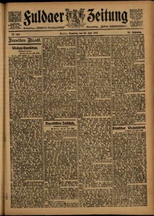 Zweite Ausgabe vom Samstag, den 22. Juli 1905.