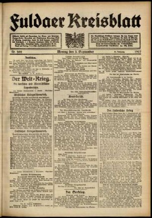 Ausgabe vom Montag, den 03. September 1917.