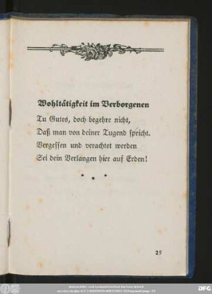 Wohltätigkeit im Verborgenen