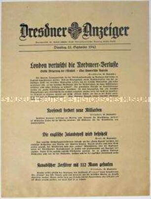 "Nachrichtenblatt "Dresdner Anzeiger" u.a. zu den britischen Seestreitkräften
