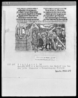 Weltchronik - Bruder Philipp — ---, Folio 256recto-342verso---, Folio 256recto-342versoKreuztragung Christi, Folio 327verso