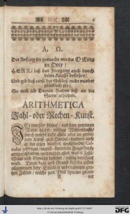 Arithmetica. Zahl- oder Rechen-Kunst.
