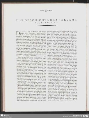 Zur Geschichte der Reklame
