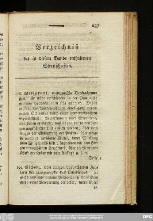 Verzeichniß der in diesem Bande enthaltenen Streitschriften.