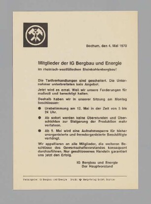 "Mitglieder der IG Bergbau und Energie"
