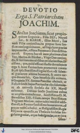 Devotio Erga S. Patriarcham Joachim.