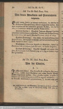 Ad. Tit. IV. Ord. Proc. Rec. Von der Citation