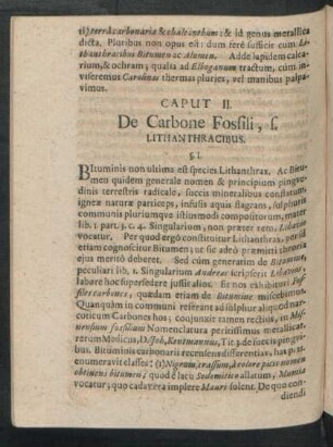 Caput II. De Carbone Fossili, s. Lithanthracibus.