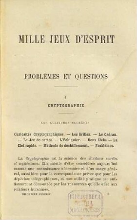 Mille jeux d'esprit