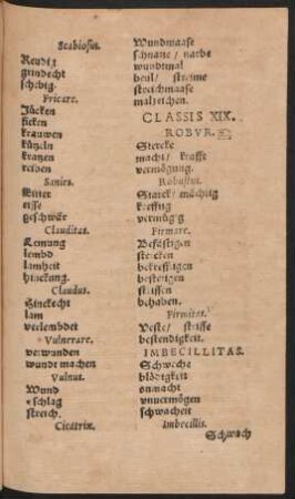 Classis XIX. Robur.