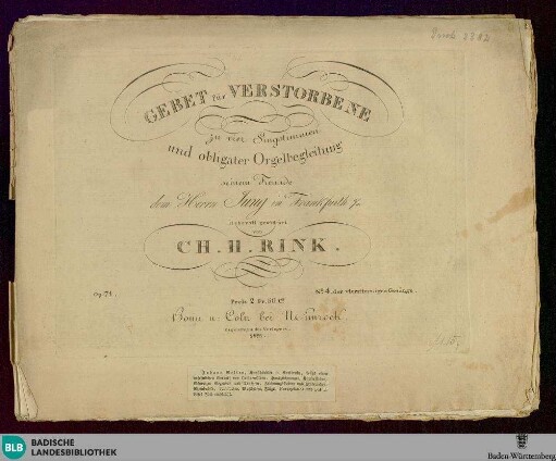Gebet für Verstorbene : zu vier Singstimmen und obligater Orgelbegleitung; op. 71. No. 4 der vierstimmigen Gesänge