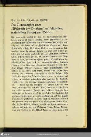 Die Notwendigkeit einer „Weltmacht der Deutschen" auf kulturellem, insbesondere literarischem Gebiete