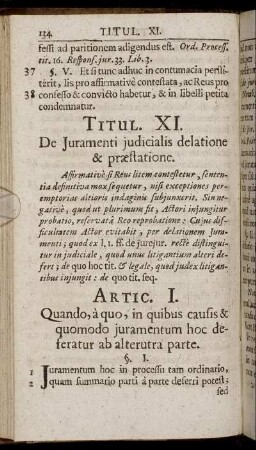 Titul. XI. De Juramenti judicialis delatione & præstatione.