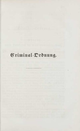 Criminal-Ordnung