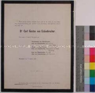 Todesanzeige für Carl Gustav von Eckenbrecher, Düsseldorf, 22.Sept.1887