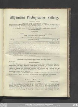 Nr. 29. 16. Oktober 1903. Jahrg. X.