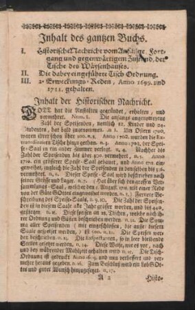 Inhalt des gantzen Buchs.