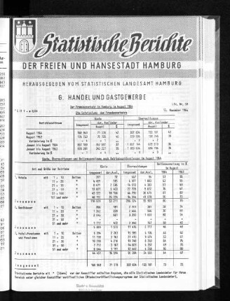 Der Fremdenverkehr in Hamburg im August 1964 : Lfd. Nr. 59