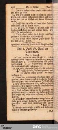 Die 1. Epist. S. Pauli an Timotheum.