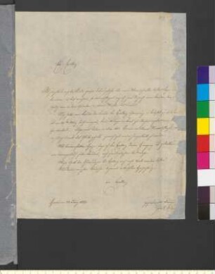 Brief von Bury (Büry), Isaak an Goethe, Johann Wolfgang von