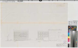 Recklinghausen (Recklinghausen) Staatliches Aufbaugymnasium Umbau und Erweiterung des Altbaus Ansichten 1959 1 : 100 55 x 81 Pause Staatshochbauamt Recklinghausen Regierung Münster Nr. 34118