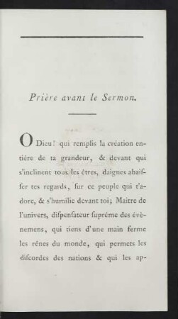 Priere avant le Sermon