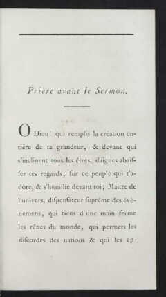 Priere avant le Sermon
