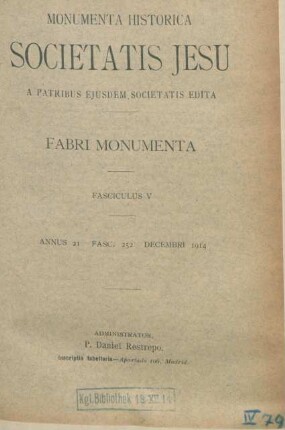 Fasciculus V. Annus 21 Fasc. 252 Decembri 1914