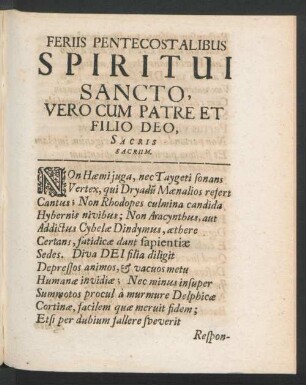 Feriis Pentecostalibus Spiritui Sancto ...