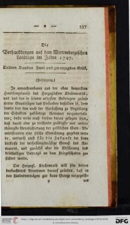 Dritten Bandes Zwei und zwanzigstes Stuek.