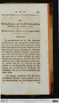 Dritten Bandes Zwei und zwanzigstes Stuek.