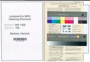 Entnazifizierung Heinrich Beckers , geb. 06.06.1899 (Metzgermeister)