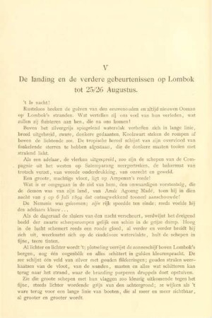 V De landing en de verdere gebeurtenissen op Lombok tot 25/26 Augustus