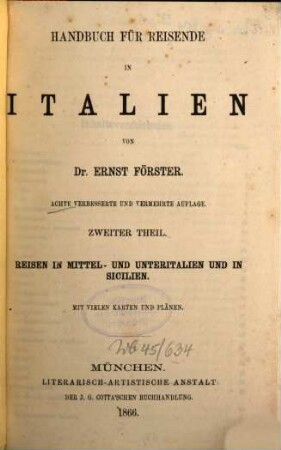 Handbuch für Reisende in Italien. 2, Reisen in Mittel- und Unteritalien und in Sicilien