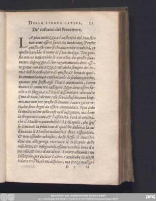 De' costumi del Precettore.