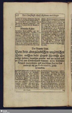 Der Neundte Titul. Von dem abergläubischen ungöttlichen Wesen/ welchem dieser Gegend Wendische Einwohner hiebevor beygethan gewesen/