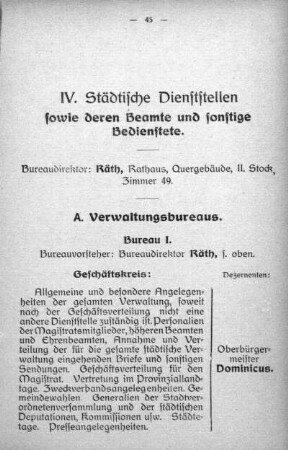 IV. Städtische Dienststellen sowie deren Beamte und sonstige Bedienstete
