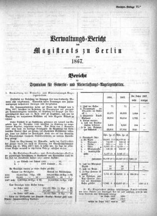 Bericht der Deputation für Gewerbe- und Niederlassungs-Angelegenheiten
