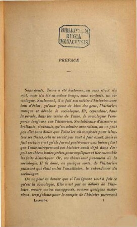 Taine : historien et sociologue