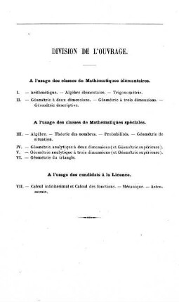 Division De L'Ouvrage.