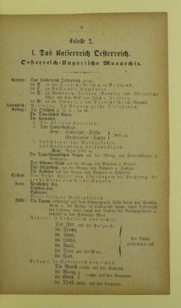 Tabelle 2. Das Kaiserreich Oesterreich. Oesterreich - Ungarische Monarchie