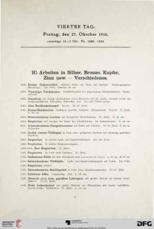 Vierter Tag: Freitag, den 27. Oktober 1916 (Nr. 1088-1334)