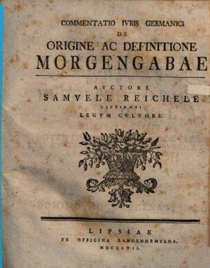 Commentatio iuris germanici de origine ac definitione morgengabae